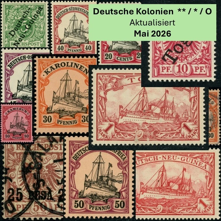 Deutsche Kolonien: Postfrisch, Ungebraucht, Gestempelt Auswahl - Bild 1 von 1