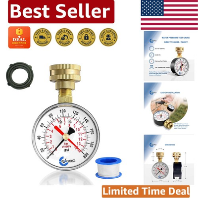 #ad Versatile Water Pressure Gauge 0 200 PSI Rust Proof with Copper Alloy Build $22.49