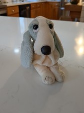 Applause Hush Puppies Bean Bag Stuffed Plush BASSET HOUND Dog Aqua  White 5  