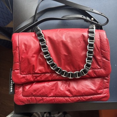 Marc Jacobs mini pillow bag, cranberry red. Larger size 7x10x4