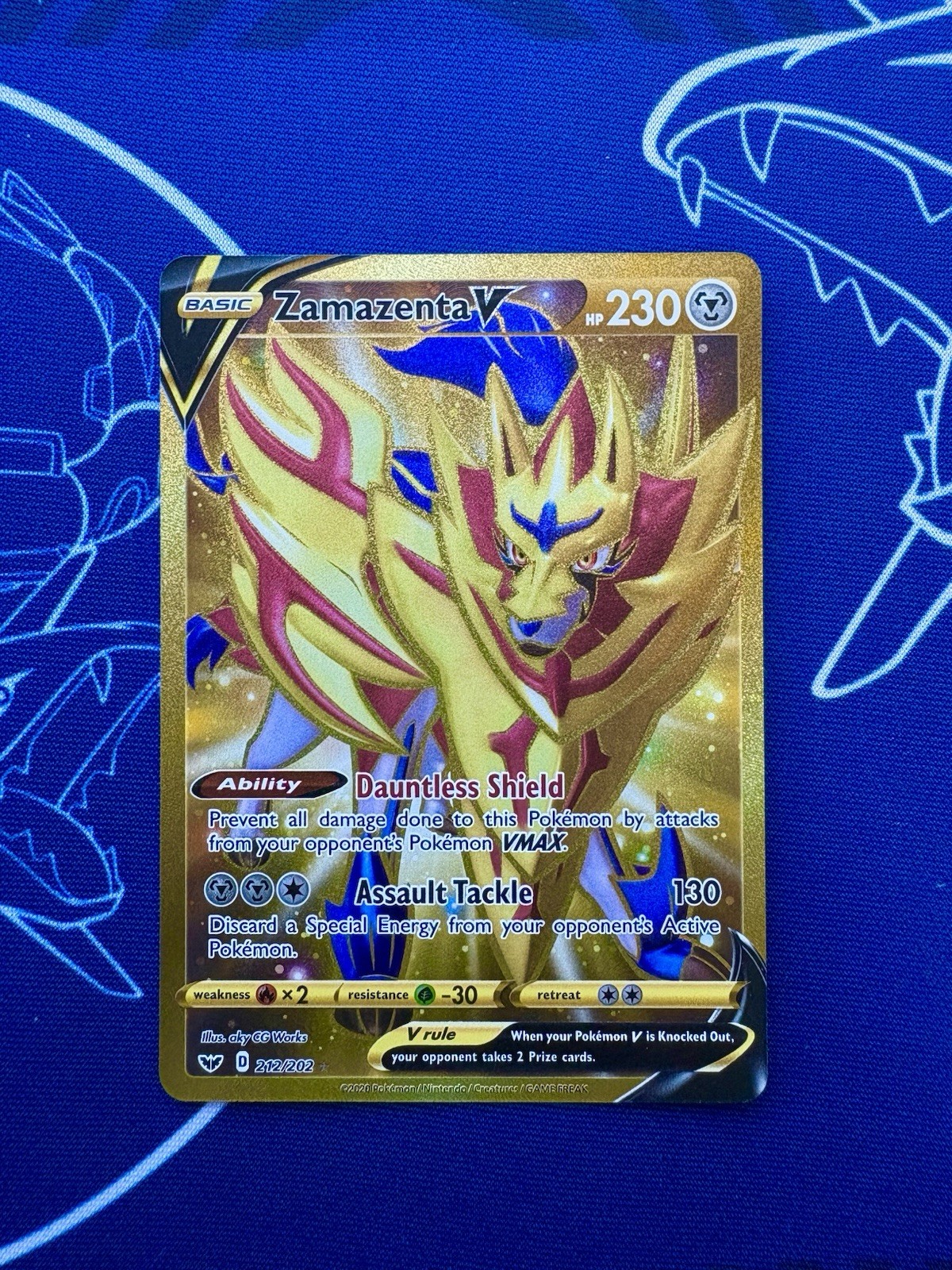 pokemon card zamazenta v gold Zamazenta V 212/202 Sword & Shield NM Full Art Gold Secret Rare Pokemon Card
