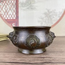 Chinese Antique Bronze Censer Mythical Creatures Temple Worship Incense Burner