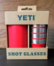 YETI Rescue Red Shot Glasses and Carrying Case  NEW