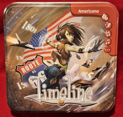 Timeline Americana Card Game COMPLETE 110 Cards + Rules Book Asmodee Tin