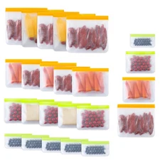 24 Pack Reusable Bags, Dishwasher Safe Silicone Food Storage Bag, 4 Sizes Lea...