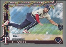 2025 Topps Holiday #H9 Marcus Semien Silver Glitter Holiday Texas Rangers