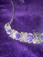 Silver Tone Butterfly Statement Necklace 7 Pu...