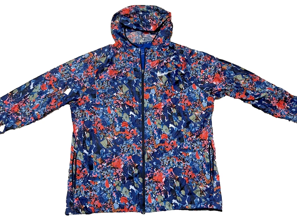 Nike Womens XL Jacket Sportswear Windrunner Hooded Pink Floral RARE Vented Full - Image 2 of 4