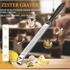 Stainless Steel Zester Grater with Cover and Brush – Black Handle