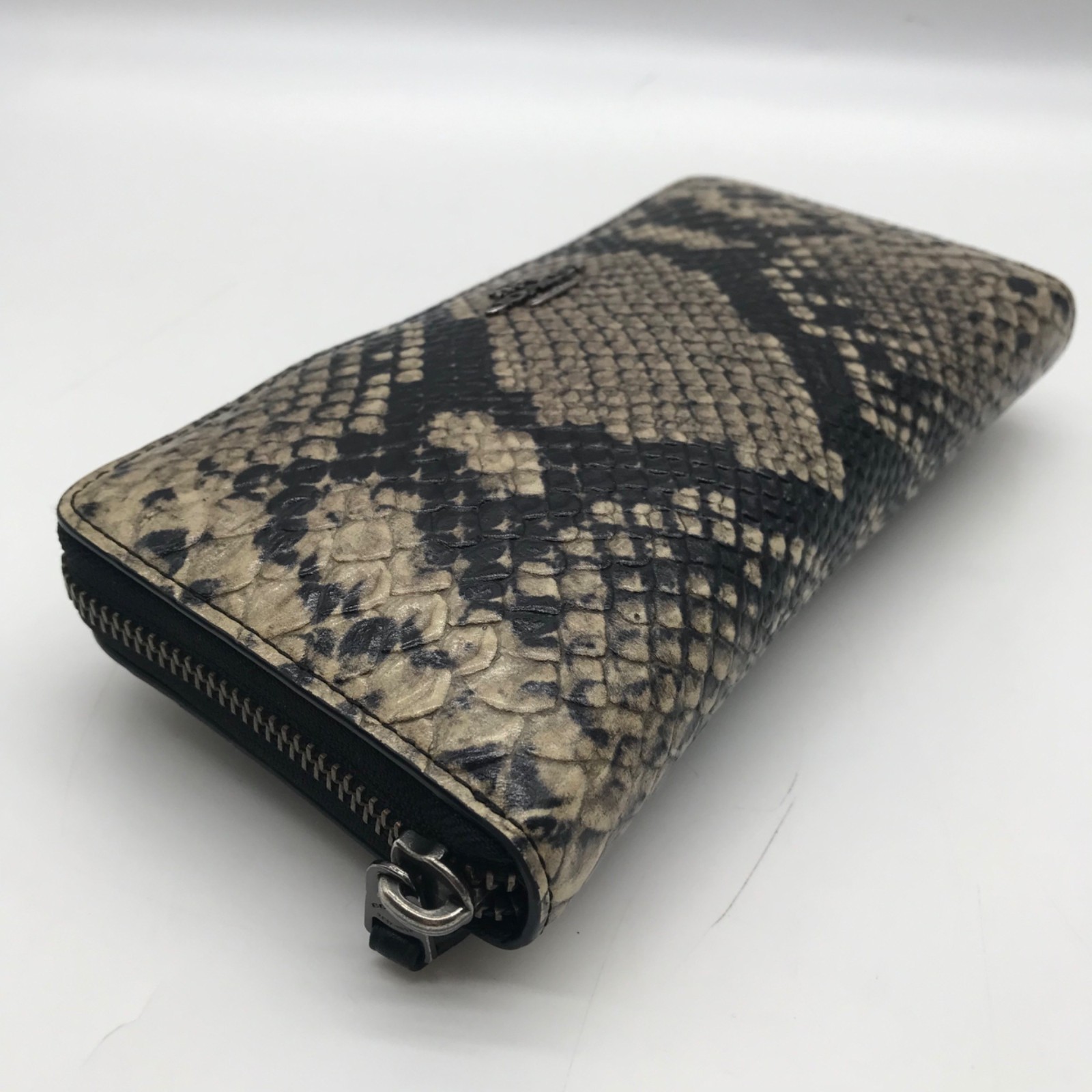 Coach Beige Python Embossed Leather Accordion Zip… - image 6