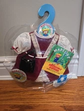 NEW 1999 Madeline Doll Clothes for 15" Doll Burgundy & White Dress 