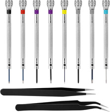 Professional 8-Piece Micro Precision Screwdriver Set with 2 Tweezers for Electro