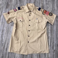 Vintage Boy Scouts of America Shirt Men Large Short Sleeve Button Up Outdoors