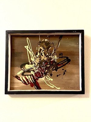 Vintage MCM Painting H.C. Kimball Original Abstract  Work  Signed 1961 Framed