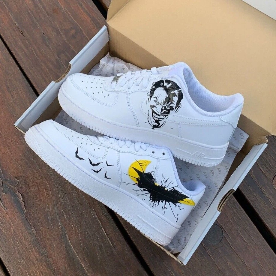 Nike Air Force 1 Custom Shoes Batman Joker Black Yellow Sneakers All Sizes