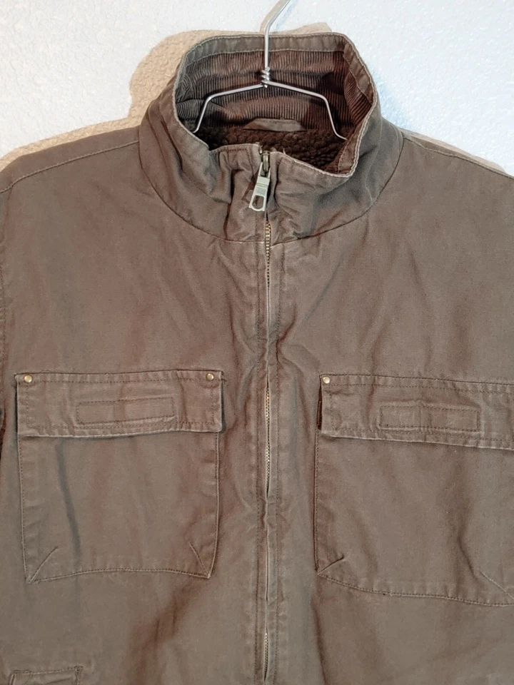 brave soul london jacket mens medium zip up long sleeve sherpa lining brown - Image 4 of 4