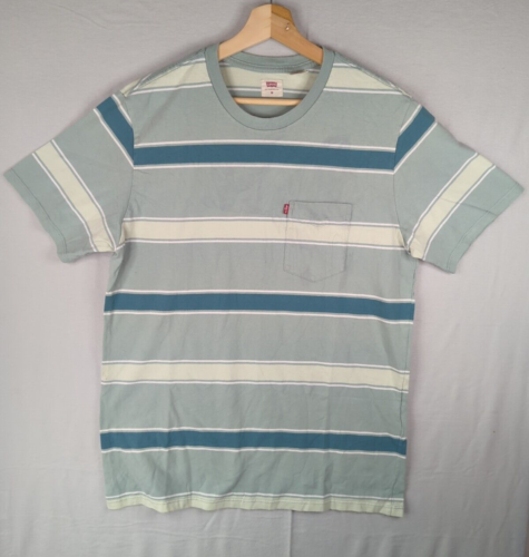 Men's Levi's Relaxed Fit Multi-coloured Striped T-shirt Size Medium - Picture 1 of 16