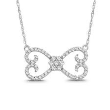 Sterling Silver Round Natural Diamond Pendant Necklace 18" Silver Chain