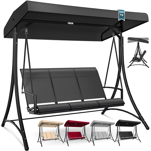 KESSER® Hollywoodschaukel Gartenschaukel mit Sonnendach 3er Schaukelbank 300kg - Bild 1 von 41