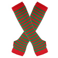 Women Gloves Striped Arm Sleeve Warmer Long Finger less Thumb Ladies Mitten UK