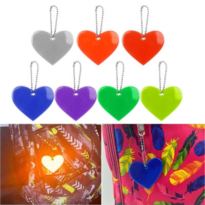 Heart Reflective Keychain Traffic Warning Safety Pendant Reflector Hanging Lot
