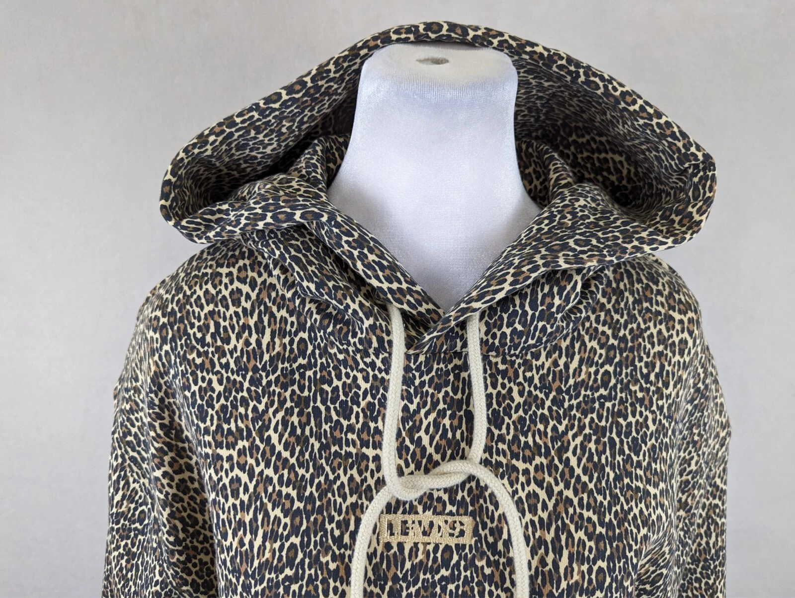 VETEMENTS Felpa Levi's tg S con cappuccio stampa leopardata coulisse tasca frontale rilassata 4379