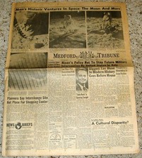 APOLLO 11 1969 NASA 1st PHOTOS OF MEN ON MOON MEDFORD MAIL TRIBUNE NEWSPAPER