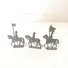 Vintage Napoleonic Flat Lead Soldiers French Mounted Cavalry Flag Bearers Lot 3