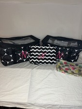 Thirty One - Lot Of 6 - 2 Medium Utility Totes + 2 Tops & 1 Zipper & 1 Cosmetic