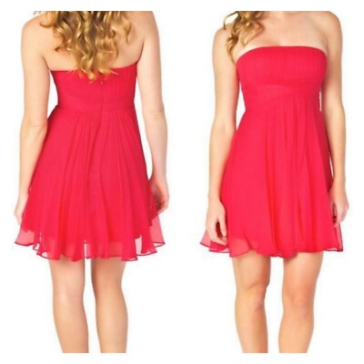 extravagant birthday dresses Sexy Strapless Chiffon Sheath Mini Cocktail Dress Birthday Dress Red H   SweetDress