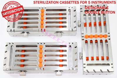 3 AUTOCLAVABLE DETACHABLE GERMAN STERILIZATION CASE FOR 5 INSTRUMENTS ...