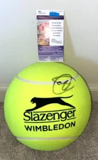 NOVAK DJOKOVIC SIGNED SLAZENGER WIMBLEDON JUMBO 10" TENNIS BALL US OPEN 2024 JSA