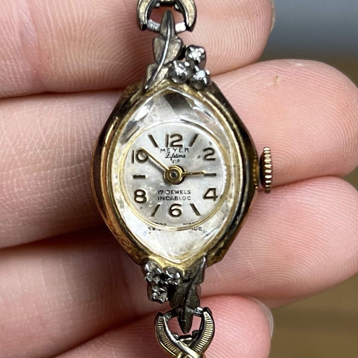 Vintage Meyer Lifetime VIP 10k RGP GOLD PATED DIAMOND LADIES WRIST