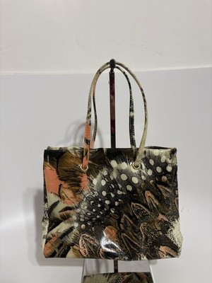 Vtg Roberto Cavalli Feather Print Plastic Tote Bag