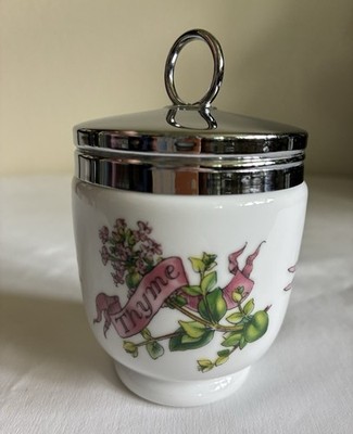 Royal Worcester Herb Pattern Thyme Vintage Porcelain Egg Coddler Made in England