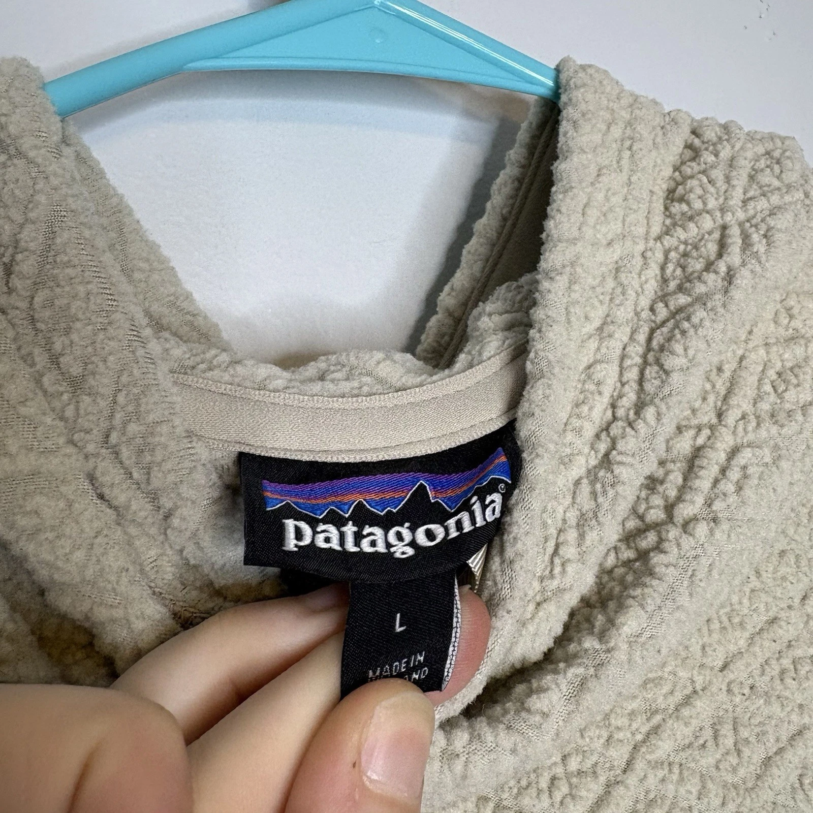 OFF WHITE Patagonia Felpa Donna Diamond Capra con Cappuccio Pile Crema Off White Taglia Large