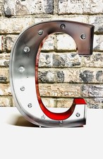 LED 13.5  Marquee Light Up Letter Industrial Vintage Style Lighted Letter C