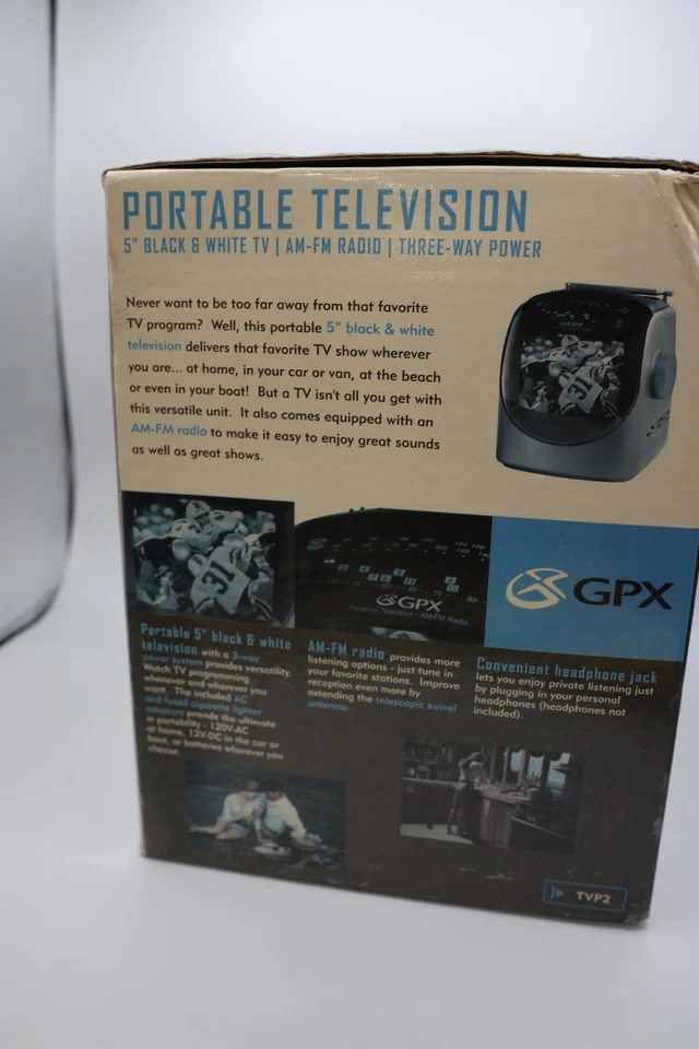 TV PORTÁTIL GPX 5" BLANCO Y NEGRO con RADIO AM/FM * ALIMENTACIÓN 3 vías * TVP2 * Foto 2 de 4