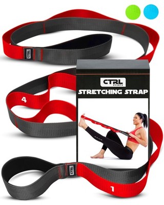 Stretching Strap with Loops - Non Elastic Stretch 78 inches x 1.5 inches, Red