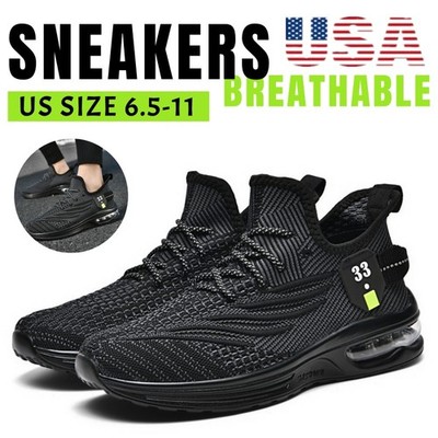 Men's Black Casual Running Shoes Male Breathable Comfortable Mesh Sports Shoes