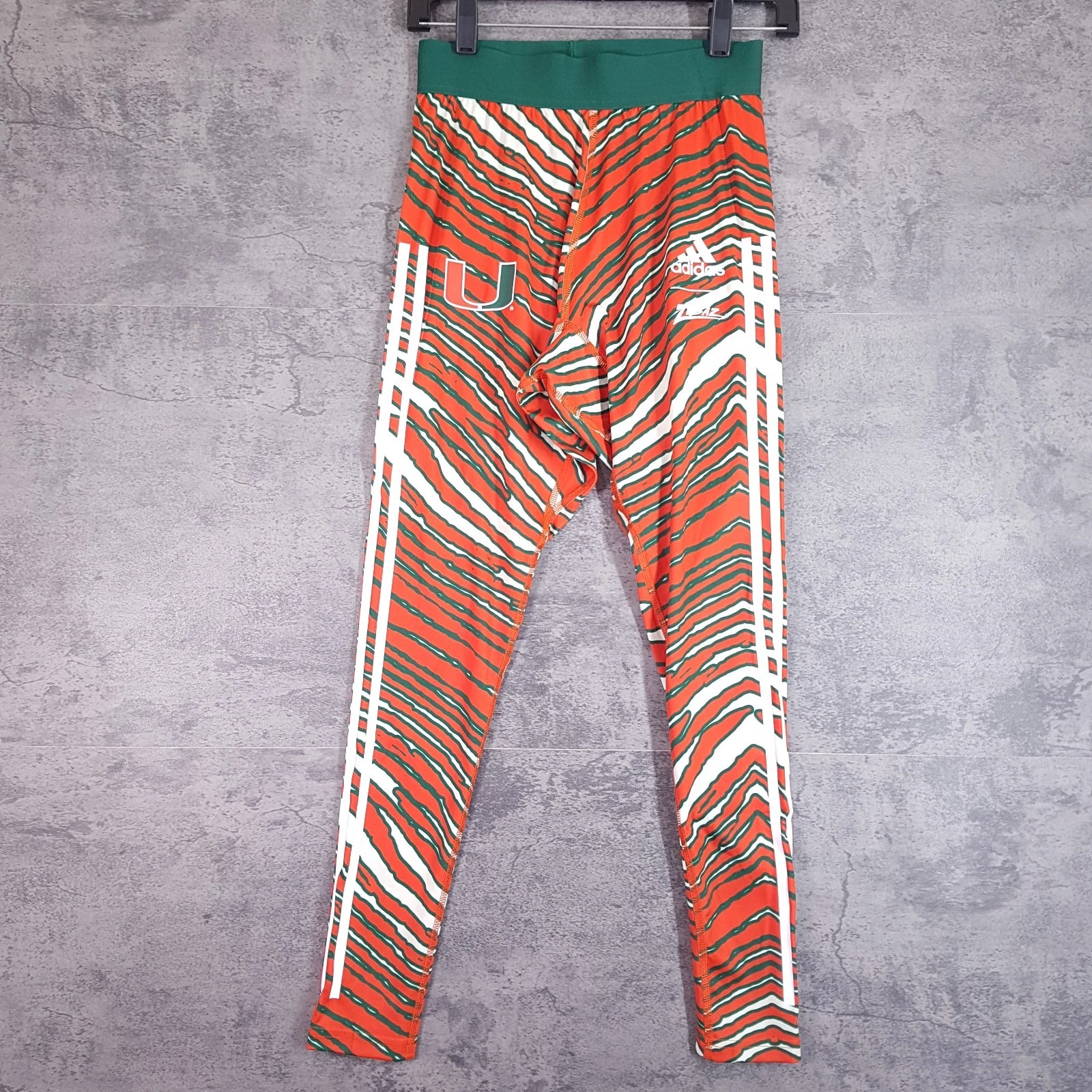 ADIDAS x Zubaz Miami Hurricanes Retro Training Pants Mens MEDIUM Tights