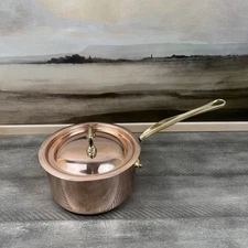Mauviel M'150B Copper Saucepan W/Lid 1 1/4 qt. Scuffed Read OB