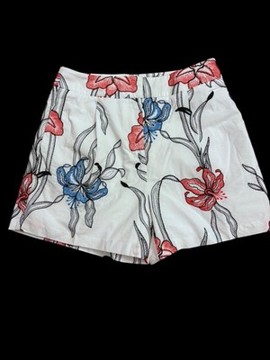 Milly Women's White Casey Floral Embroidered Cotton Shorts Size 6
