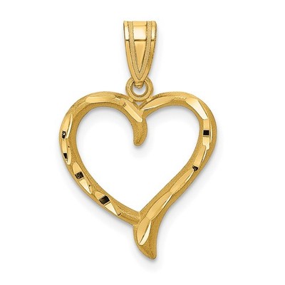 14k Gelbgold poliert offenes Herz Anhänger Halskette Damen Liebe Geschenk