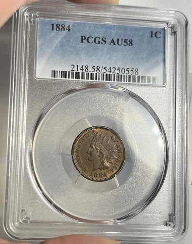 1884 INDIAN HEAD CENT GRADED PCGS AU58