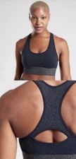 Athleta Twilight Sparkle Shimmer Sport Bra Sz Small Blue & Silver Racerback NWOT