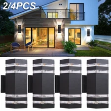 2-4x Modern Exterior LED Wall Light Sconce Outdoor Lights Porch Up Down Fixtures