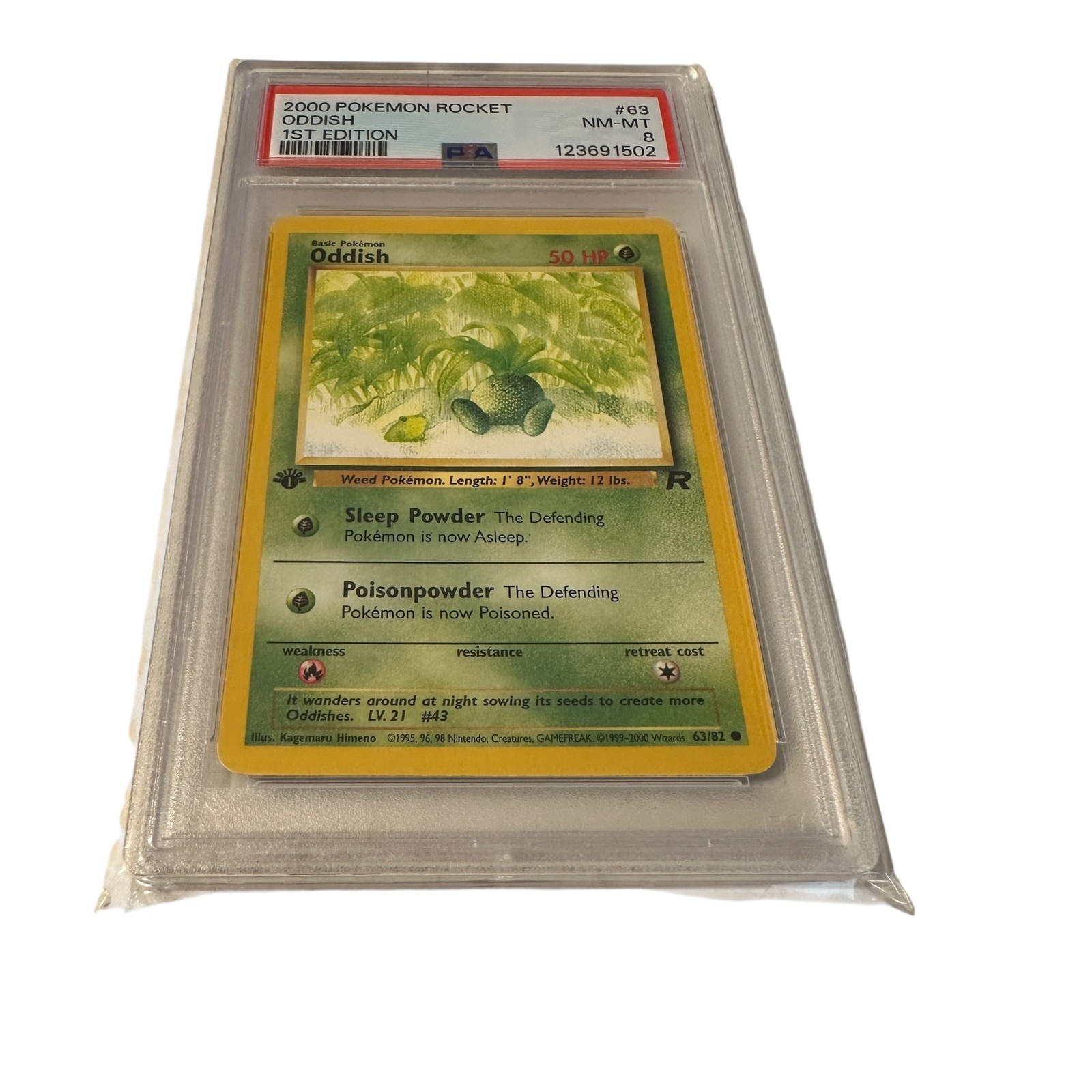 2000 PSA 8 Pokemon Oddish 1st Edition Rocket #63 Graded