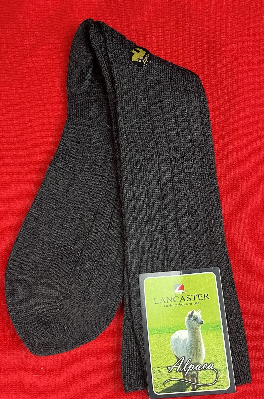 Alpaca Wool Crew Socks Unisex Winter Warm Socks from Peru Black Size L