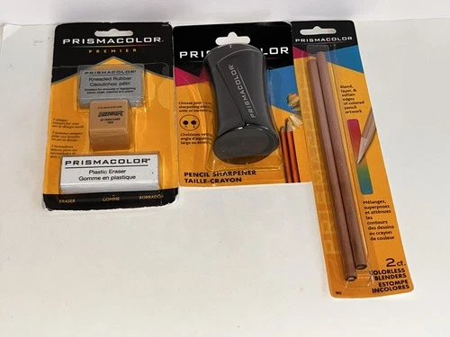 Lot of 3x Prismacolor SHARPENER, ERASERS, COLORLESS BLENDER Pencils! NEW!